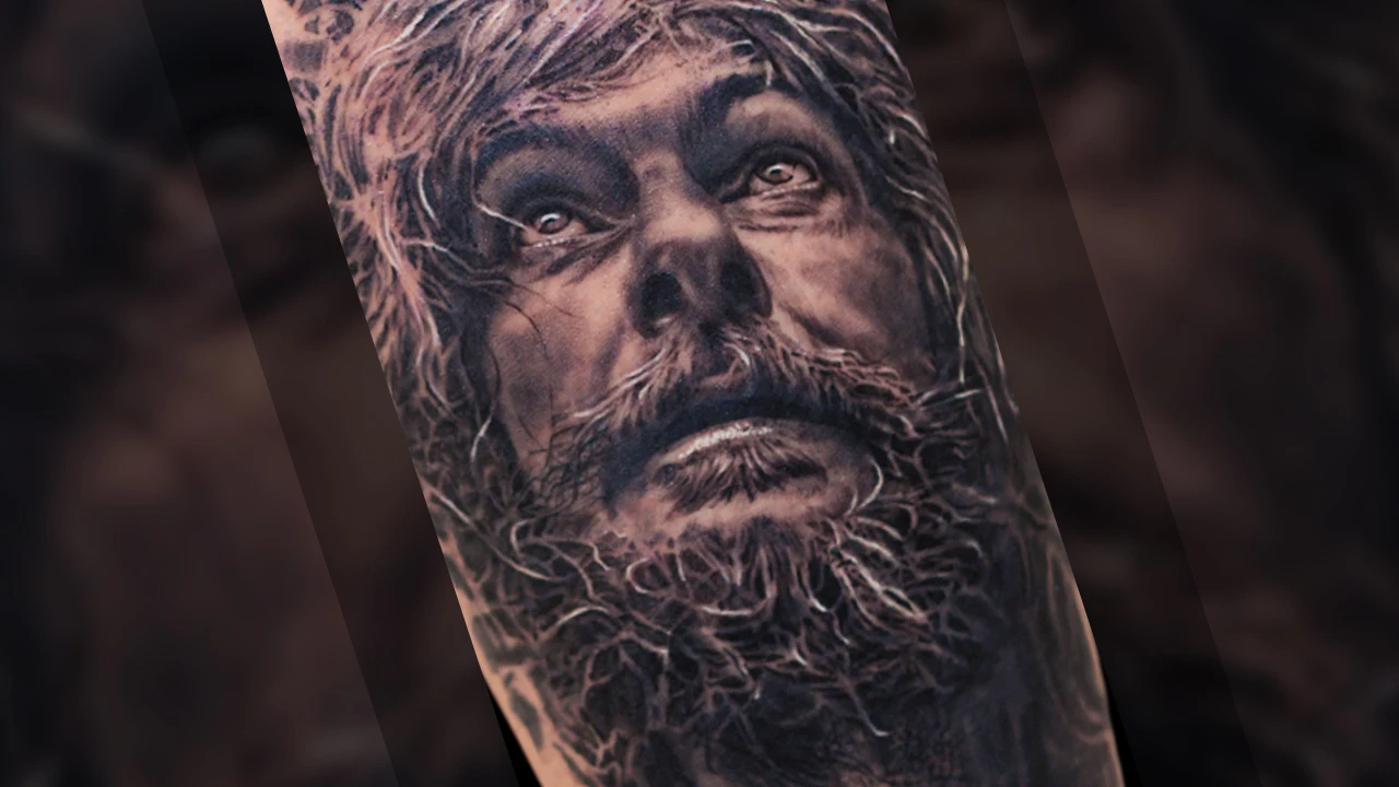 Creating a Photo-realistic Old Man Christ Portrait Tattoo